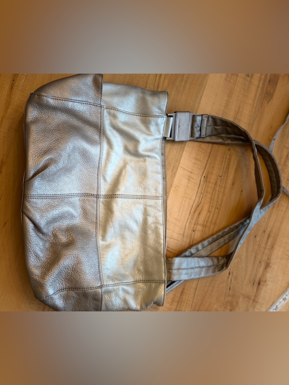 Tignanello Gold Pebbled Leather Purse with Floral Lining